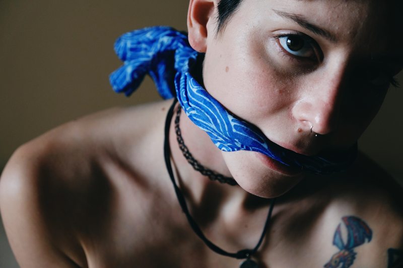 A sexy photograph of Cam Damage. Tagged with: rope, bondage & self portrait.